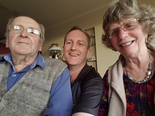 family time  - my late Dad - me - Mum