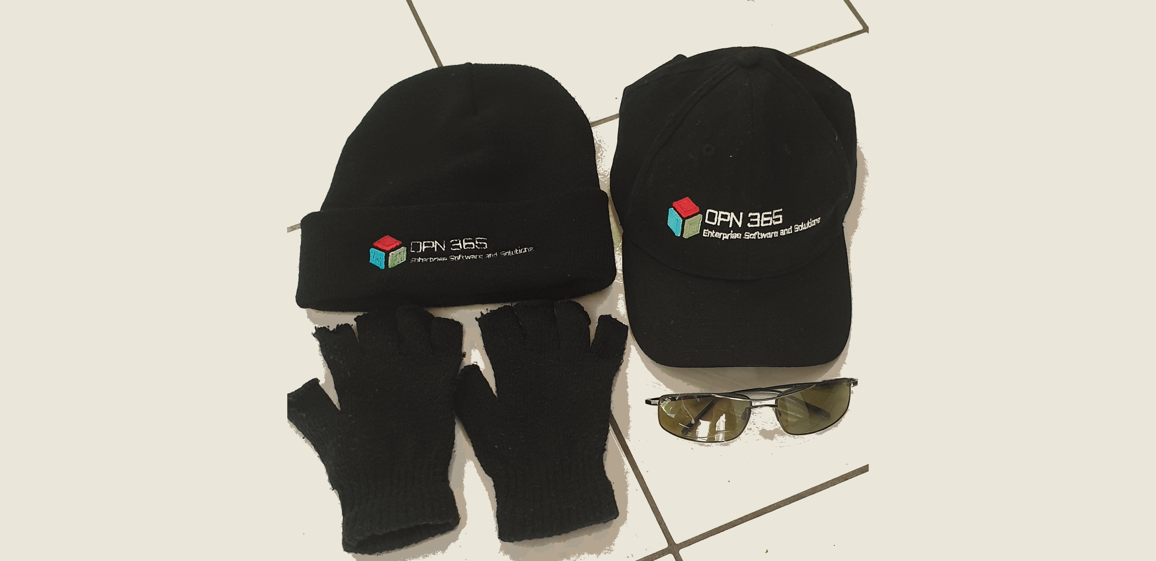 beanie & gloves,  cap & sunnies
