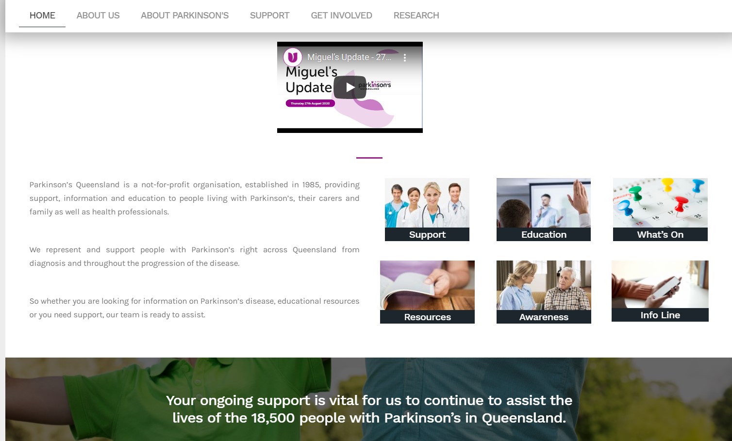 Parkinson's Queensland Inc Website main